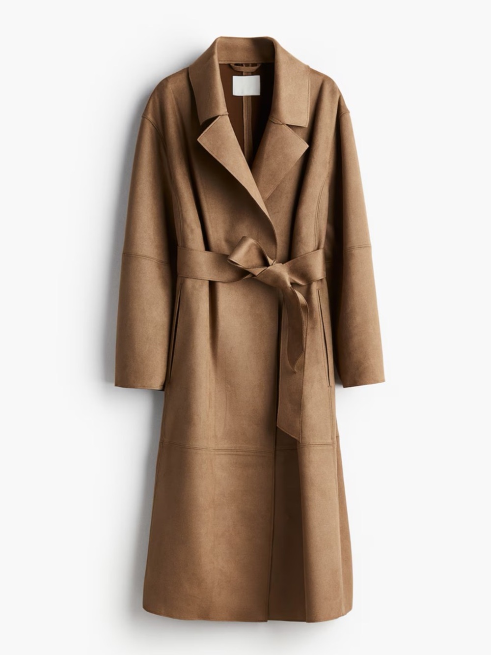H&M Napped Tie-Belt Coat - Beige